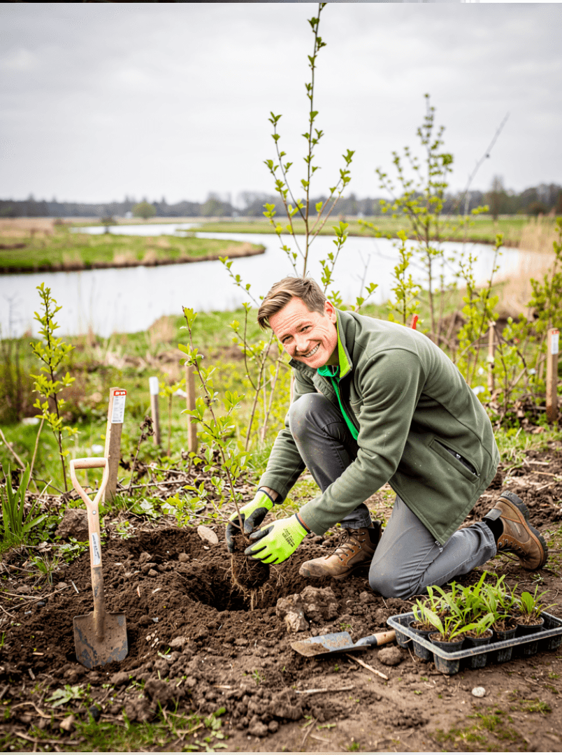 Man plant een boom