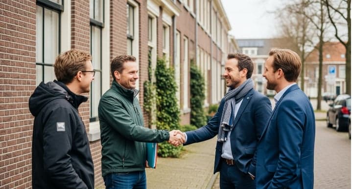 Handdruk tussen twee personen op straat