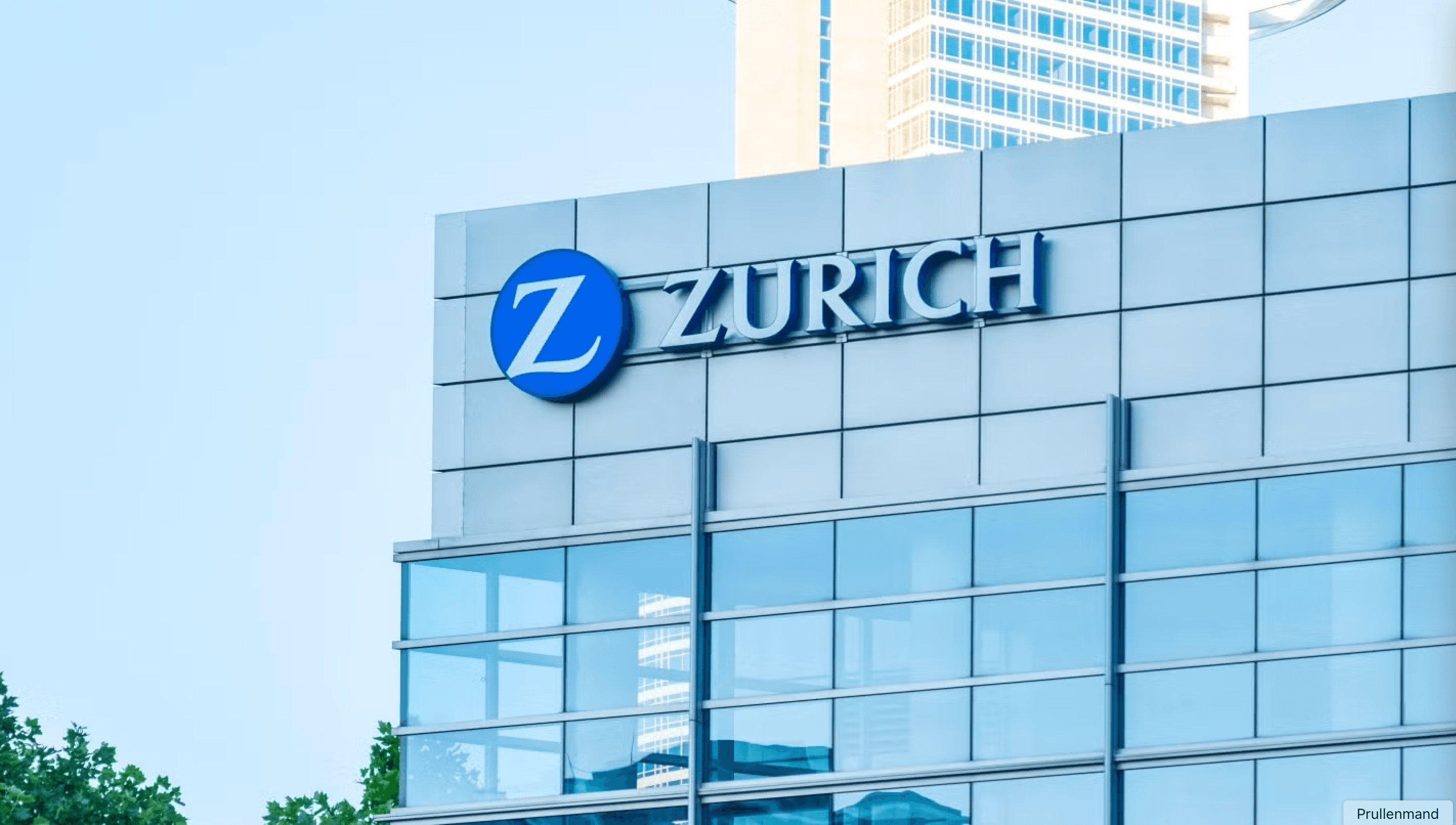 Bedrijfslogo Zurich op een modern kantoorgebouw